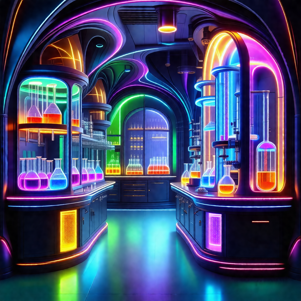 Futuristic laboratory with a variety of colorful lights i...