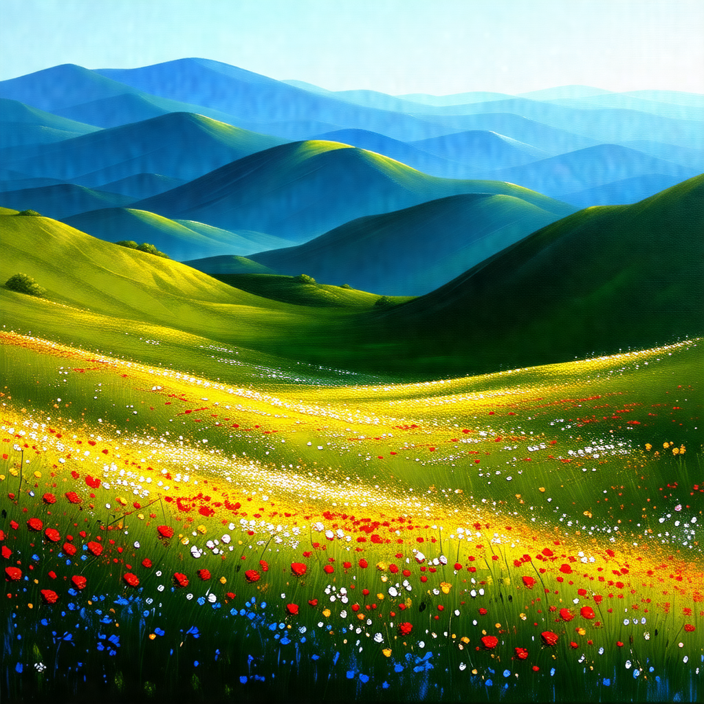 Beautiful landscape with a lush green hillside and a vall...