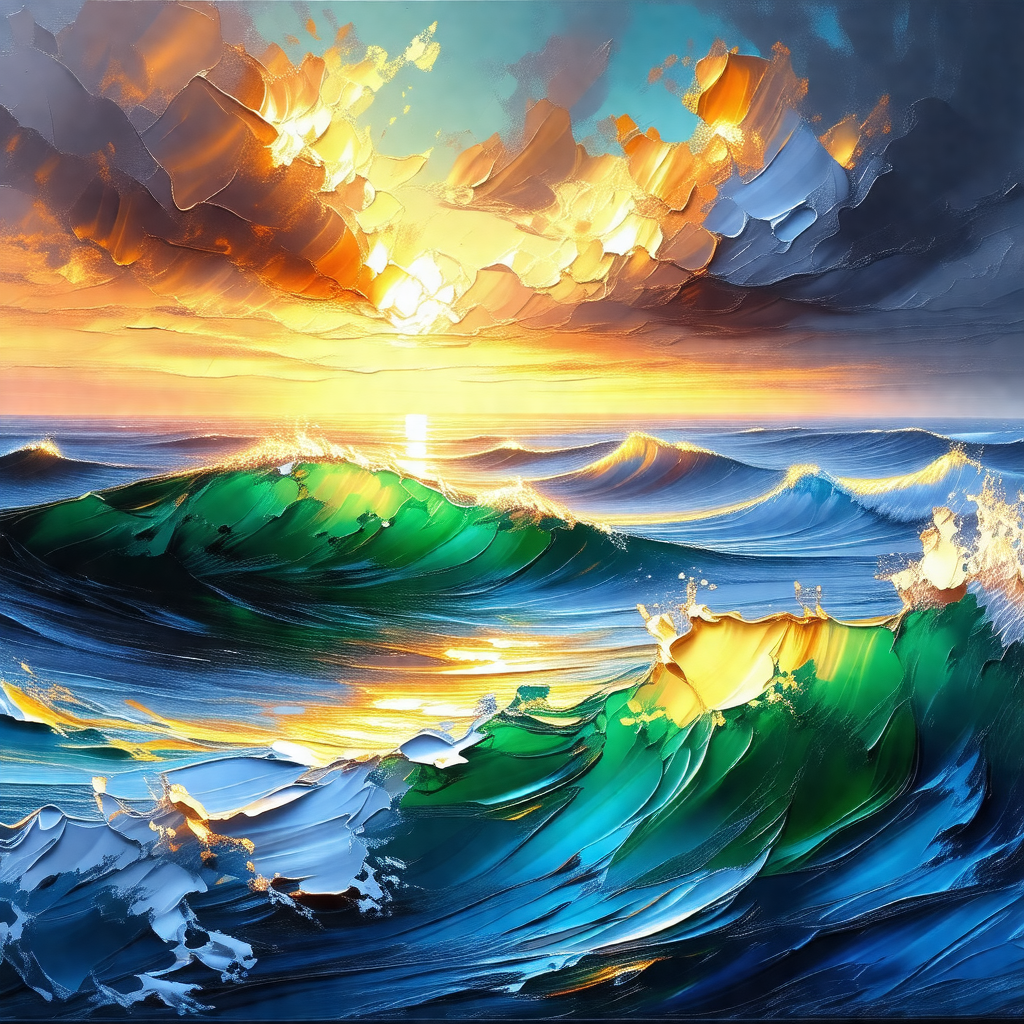 Beautiful sunset over the ocean, with the sun setting beh...