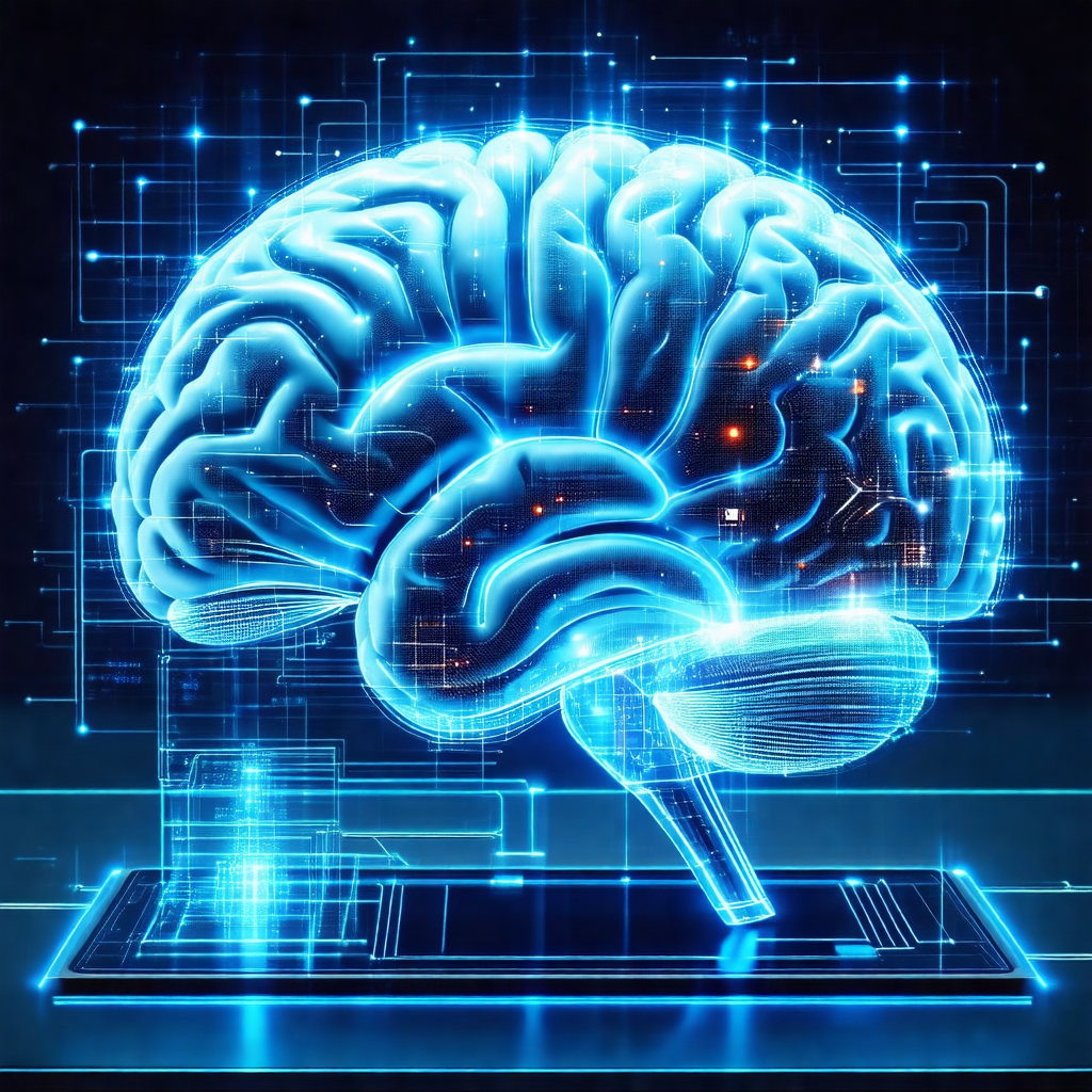 3d representation of a human brain, with a close-up view ...