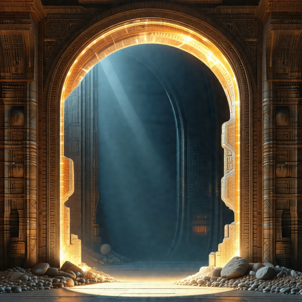 Large, ornate doorway with a golden archway