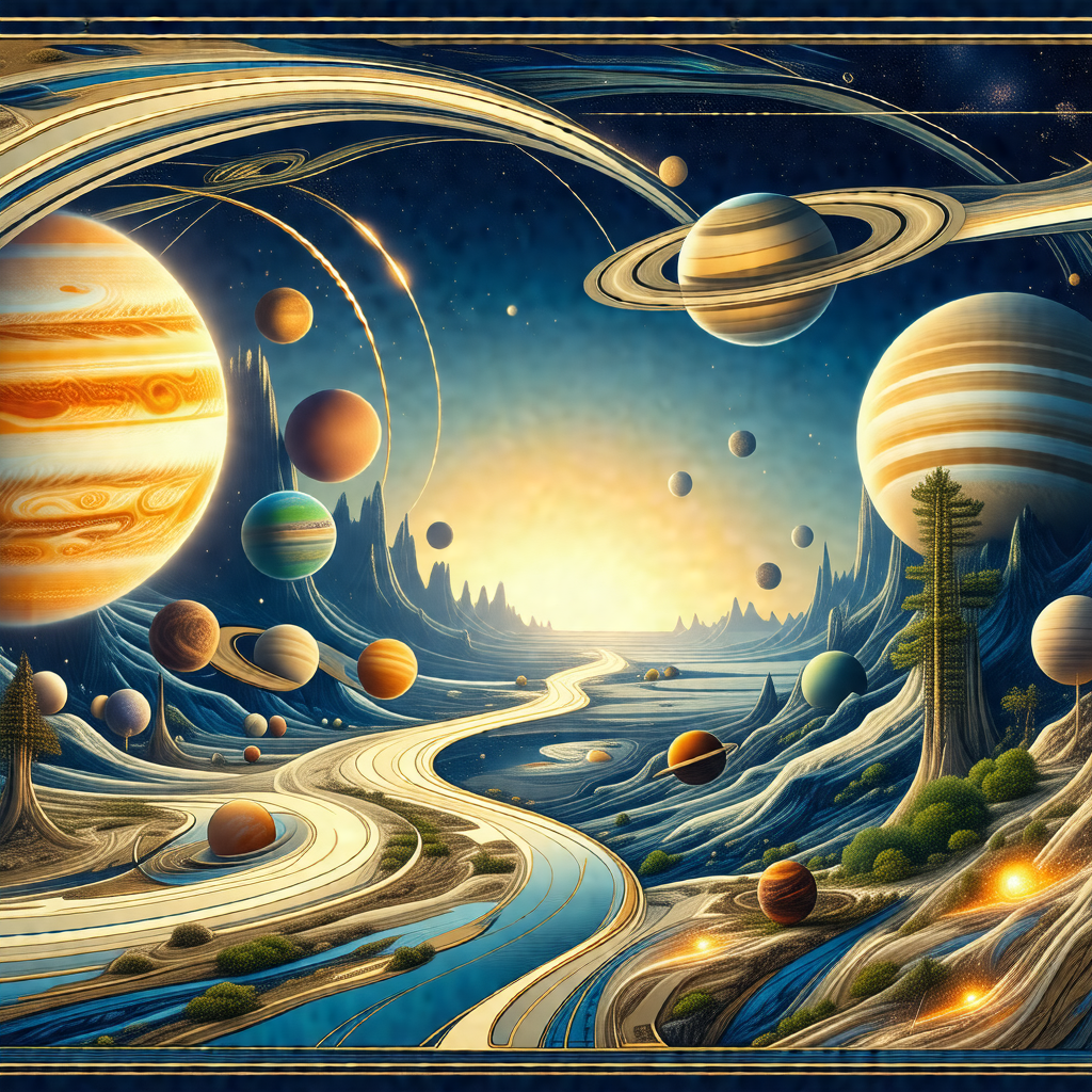 Colorful and detailed painting of a space scene