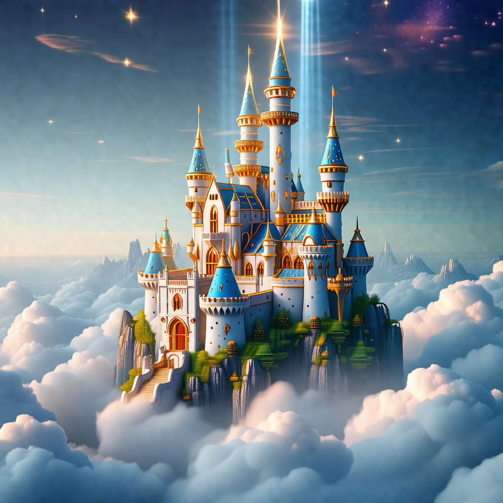 Beautifully designed castle, which appears to be floating...