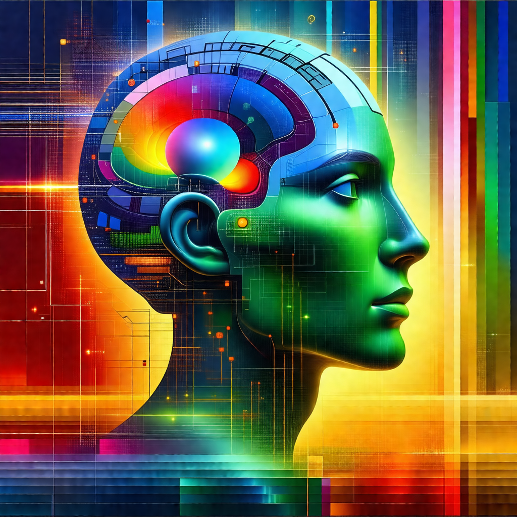 Close-up of a person's head, with a vibrant and colorful ...