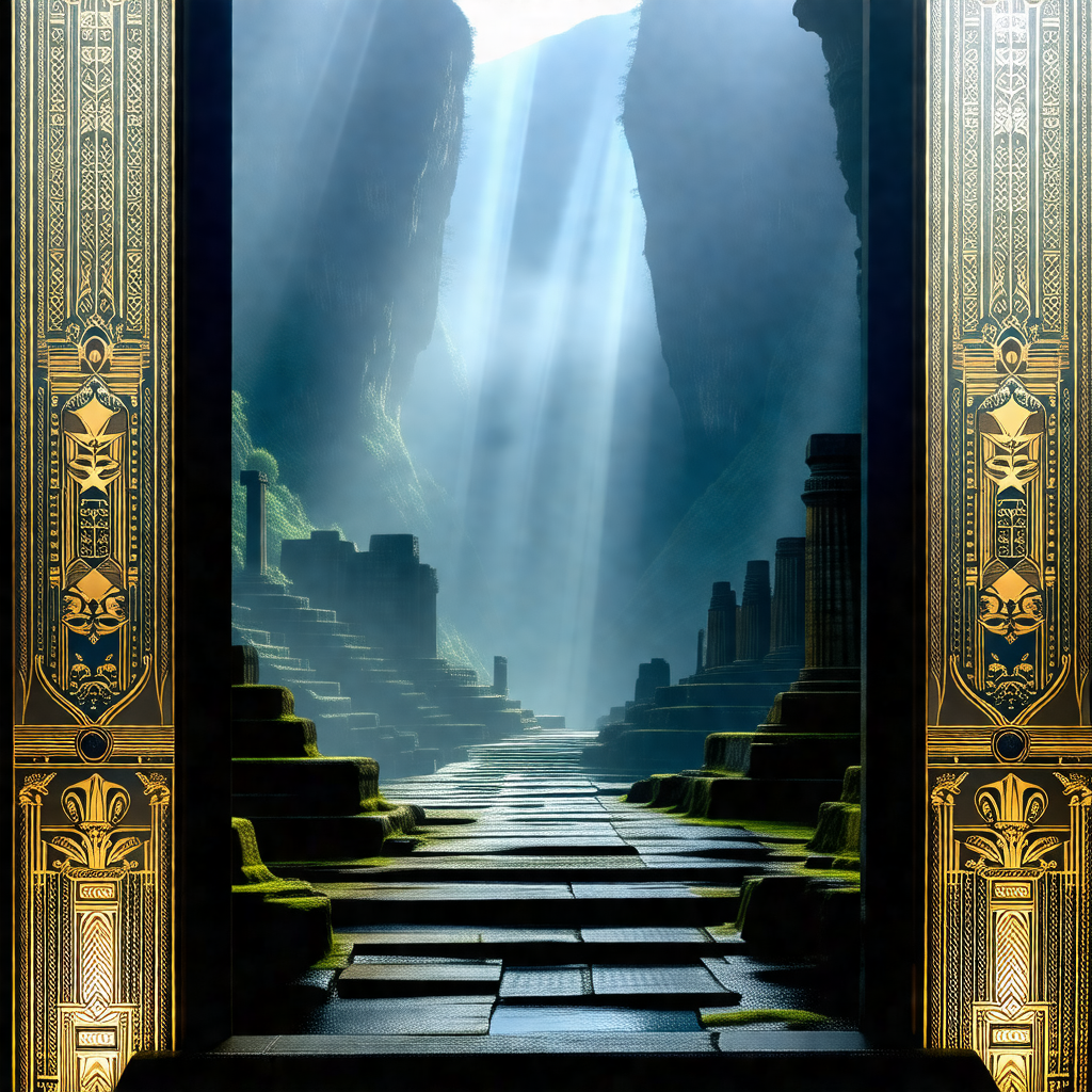 Majestic stone staircase leading to a cave