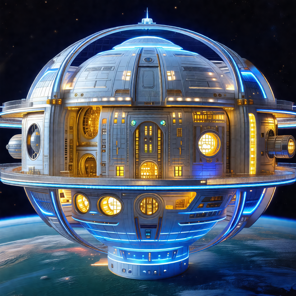 Large, futuristic building with a dome-shaped structure