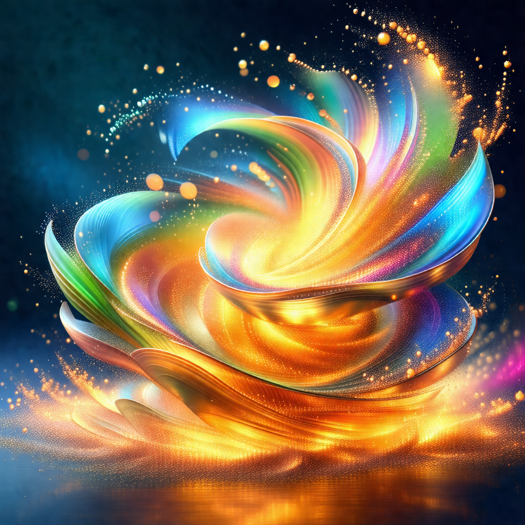 Vibrant and colorful swirl of light, resembling a kaleido...