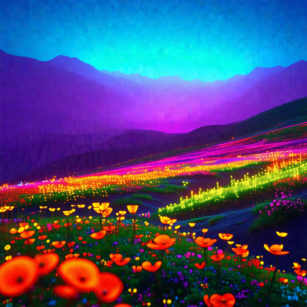 Beautiful landscape with a vibrant field of flowers, incl...