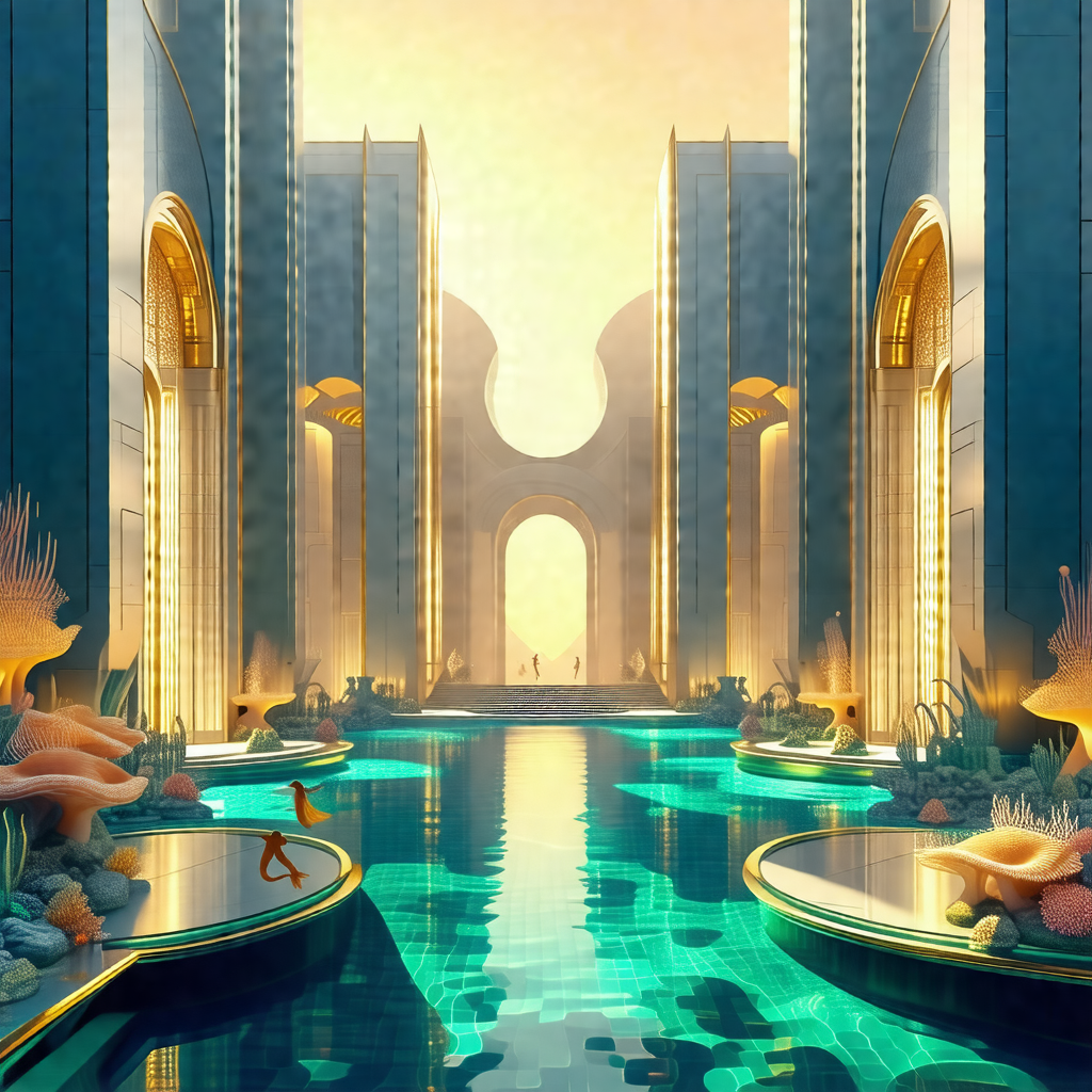 Digital painting of a large, ornate building with a large...