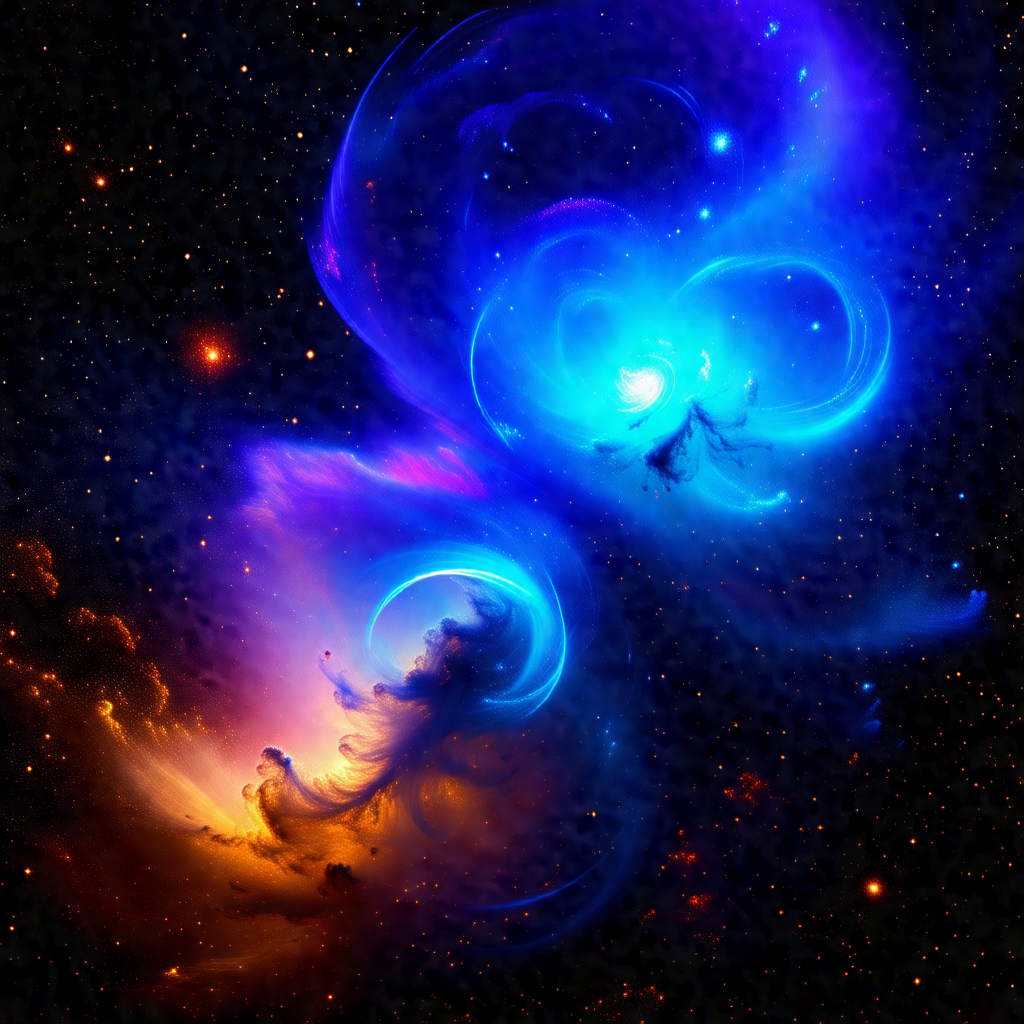 Beautiful and colorful nebula in the night sky