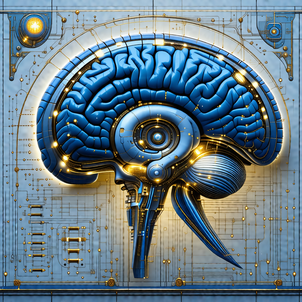 Blue and gold representation of a human brain