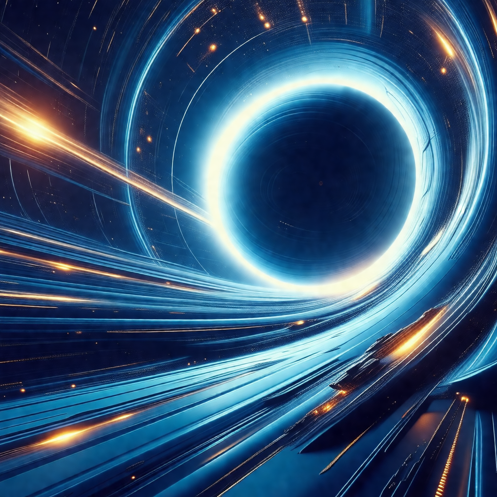 Futuristic scene with a blue tunnel that appears to be a ...
