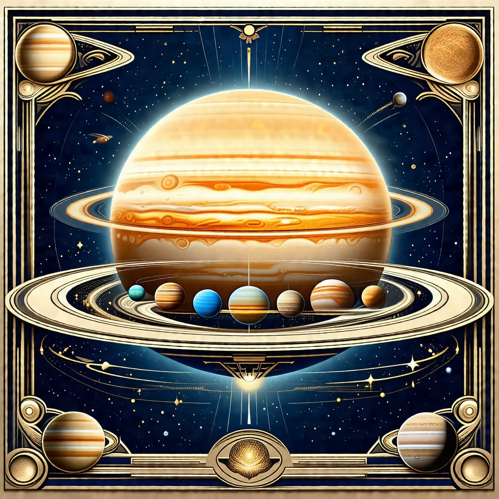 Colorful and detailed illustration of the solar system