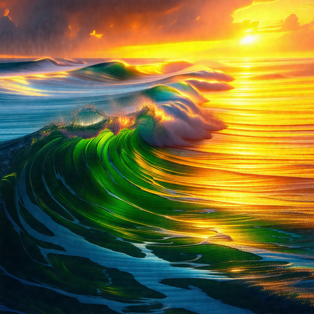 Captures a beautiful sunset over the ocean, with the sun ...