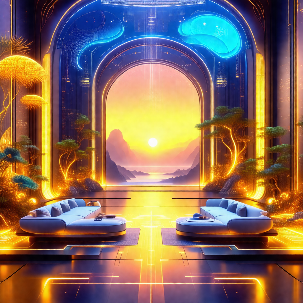 Digital painting of a futuristic room with a large doorway