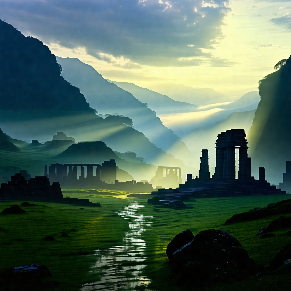 Beautiful landscape with a river flowing through a valley