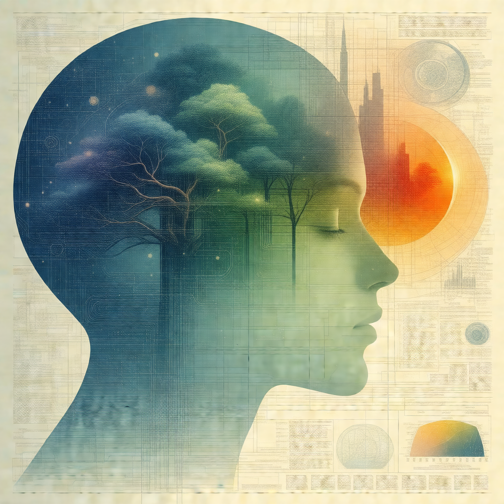 Colorful and detailed illustration of a woman's head