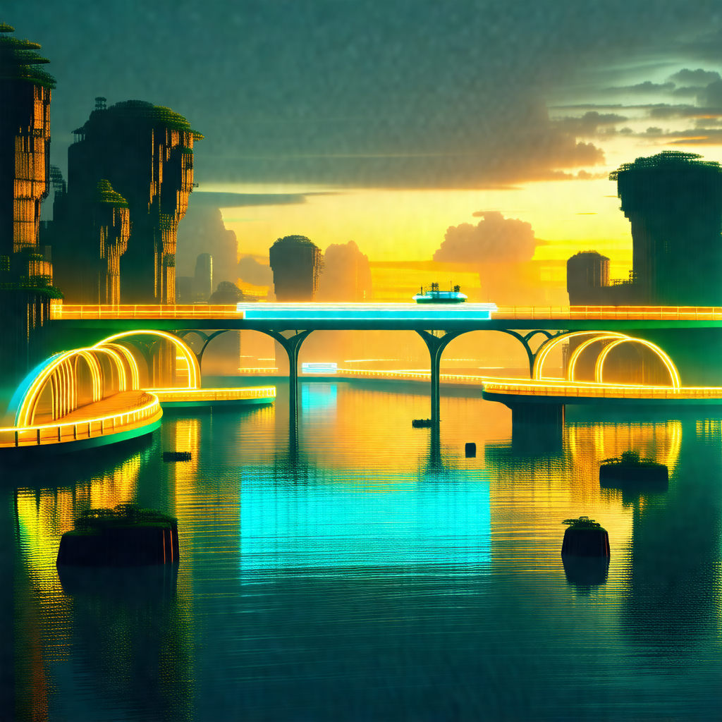 Colorful, animated scene of a futuristic city with a larg...