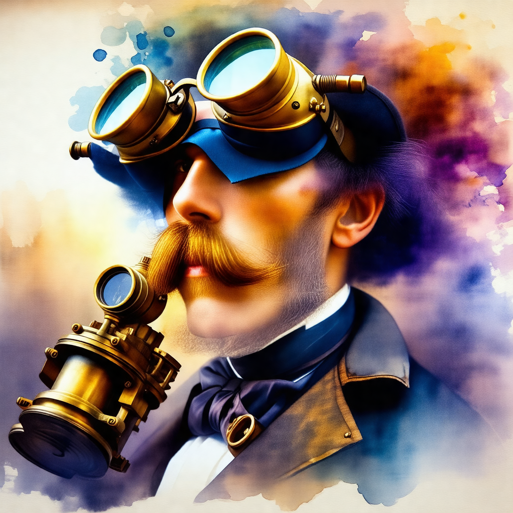 Man wearing a top hat and goggles, giving him a unique an...