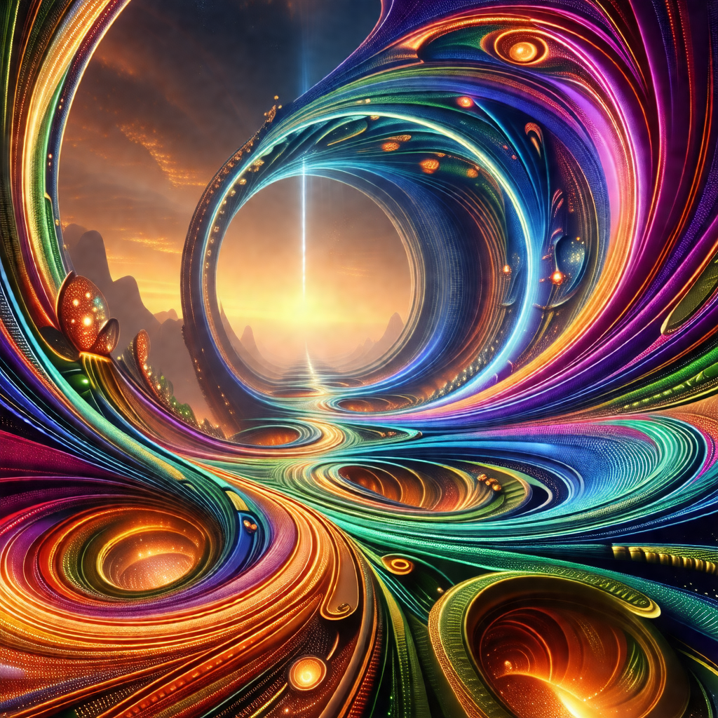 Vibrant and colorful painting of a tunnel