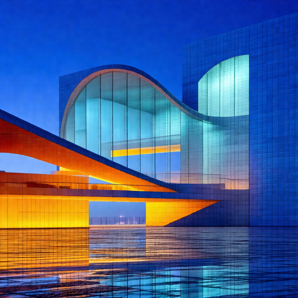 Large, modern building with a distinctive curved design