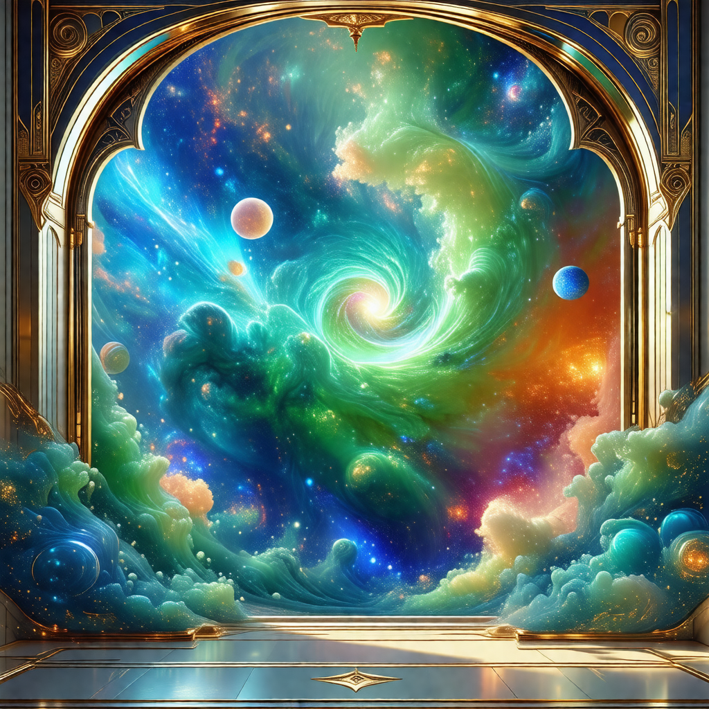 Beautifully painted picture of a spiral galaxy, with a vi...