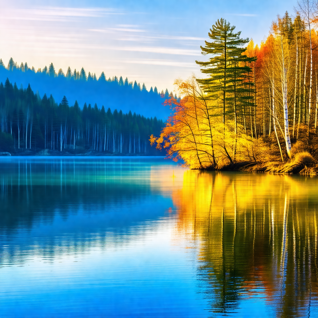 Serene lake surrounded by a forest of trees