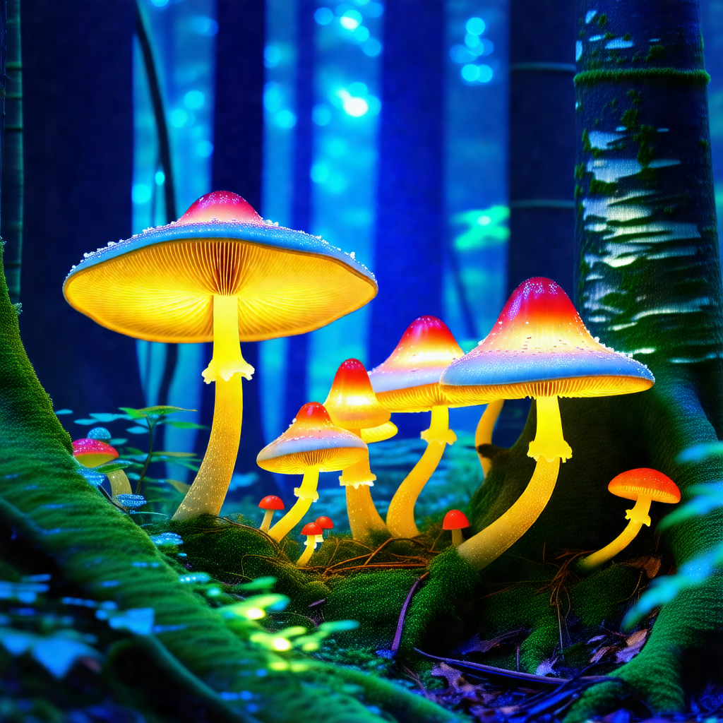 Group of mushrooms growing in a forest