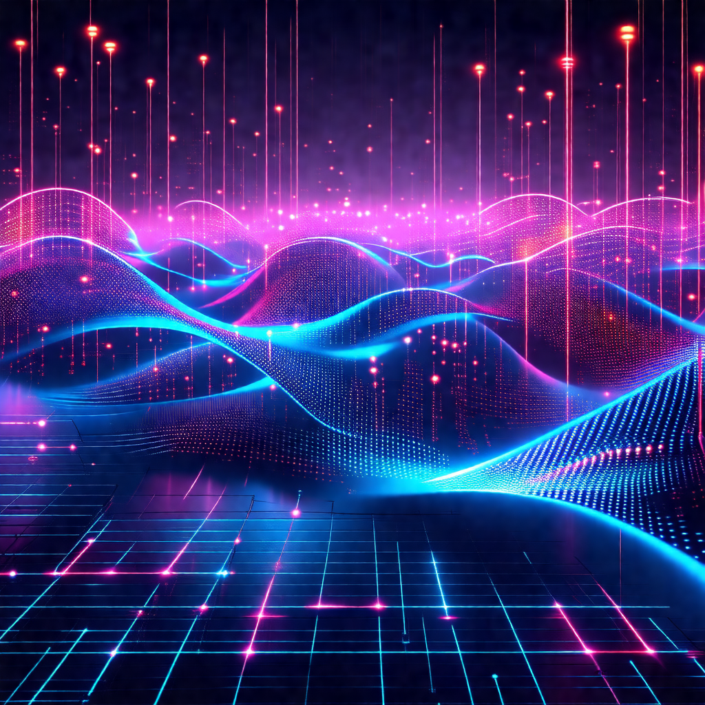 Futuristic, colorful, and abstract representation of a city