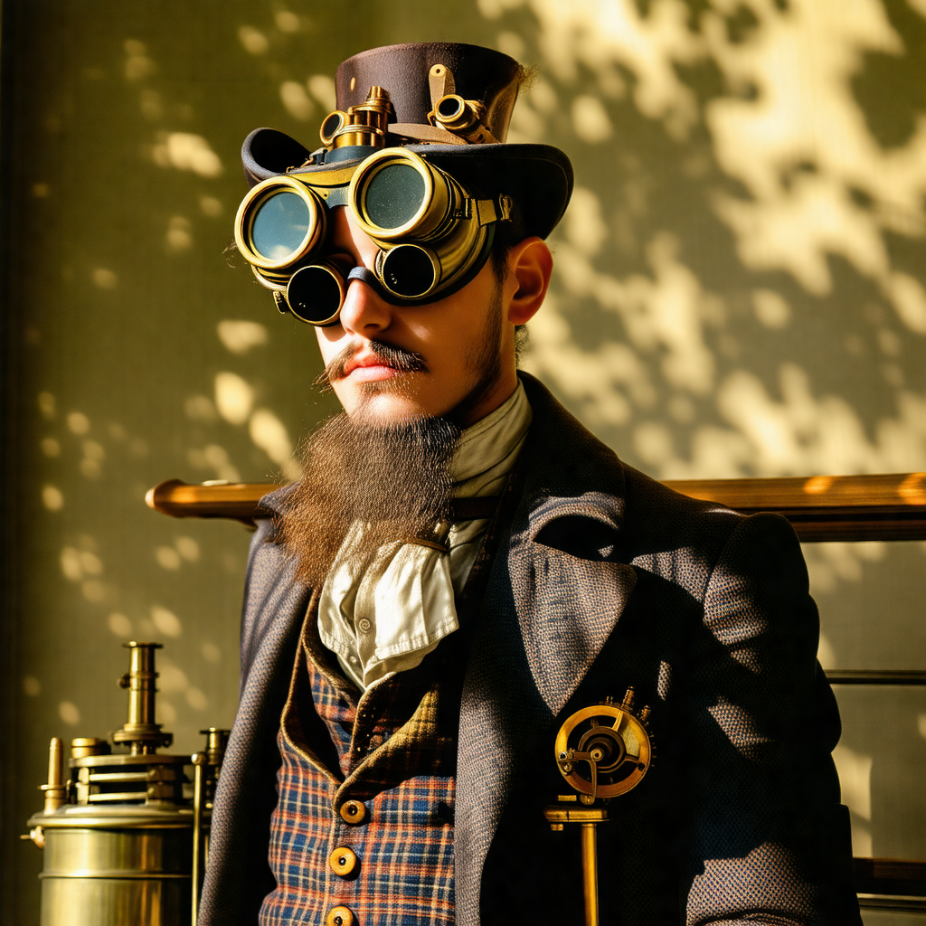 Man wearing a top hat and glasses, giving him a distincti...