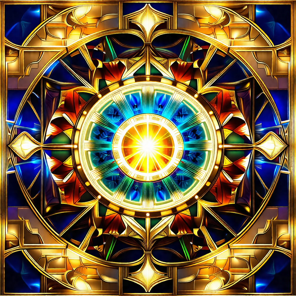 Large, colorful, and intricate design that resembles a sun