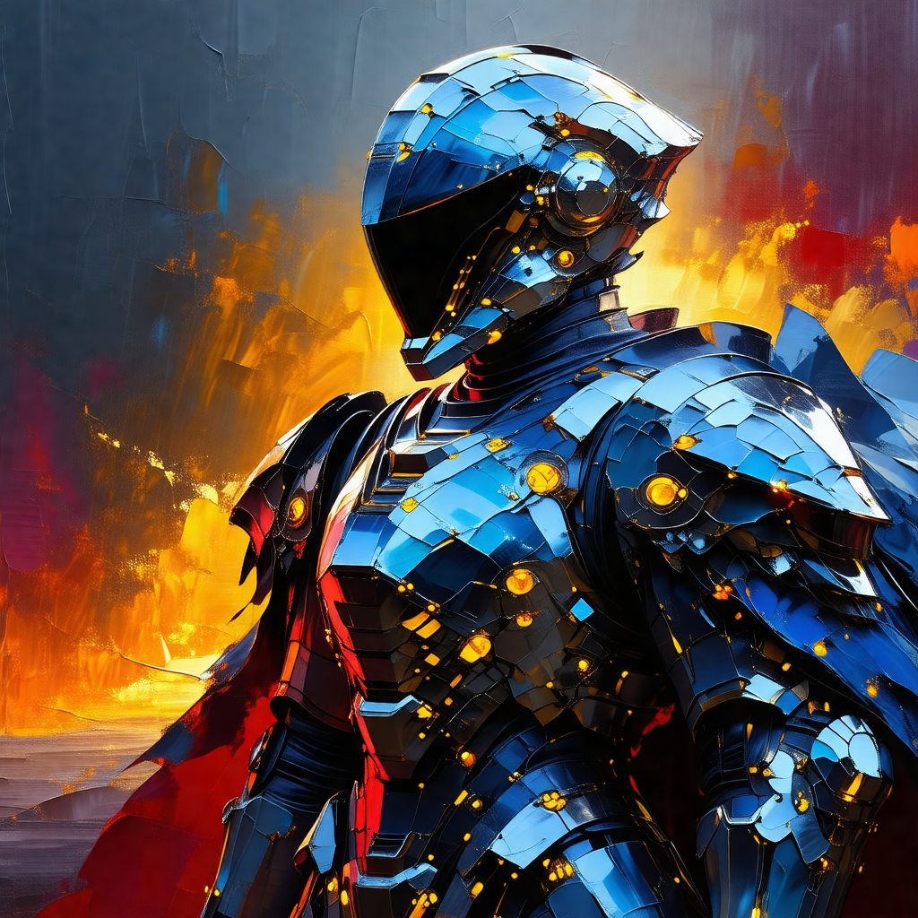 Futuristic robot with a metallic appearance, standing in ...