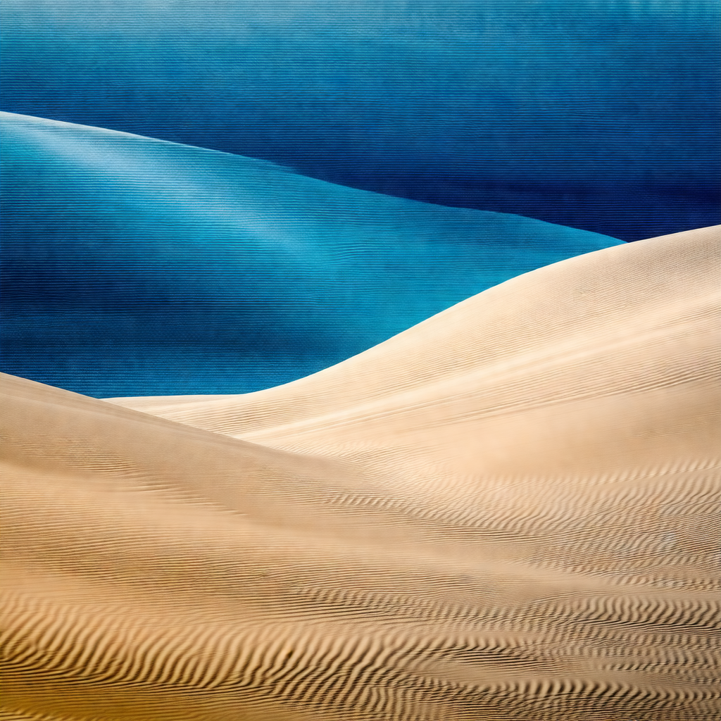 Sandy desert landscape with a blue sky above