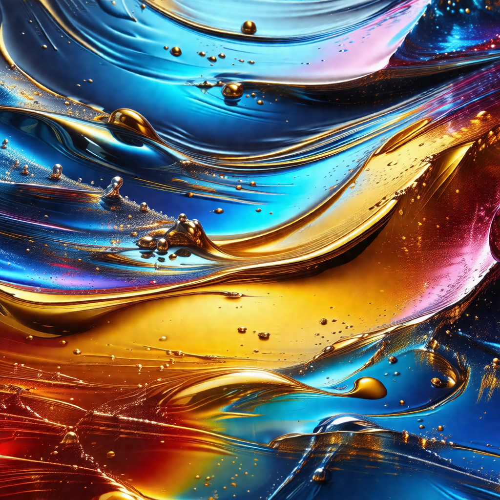 Close-up of a colorful, swirling, and flowing liquid, pos...