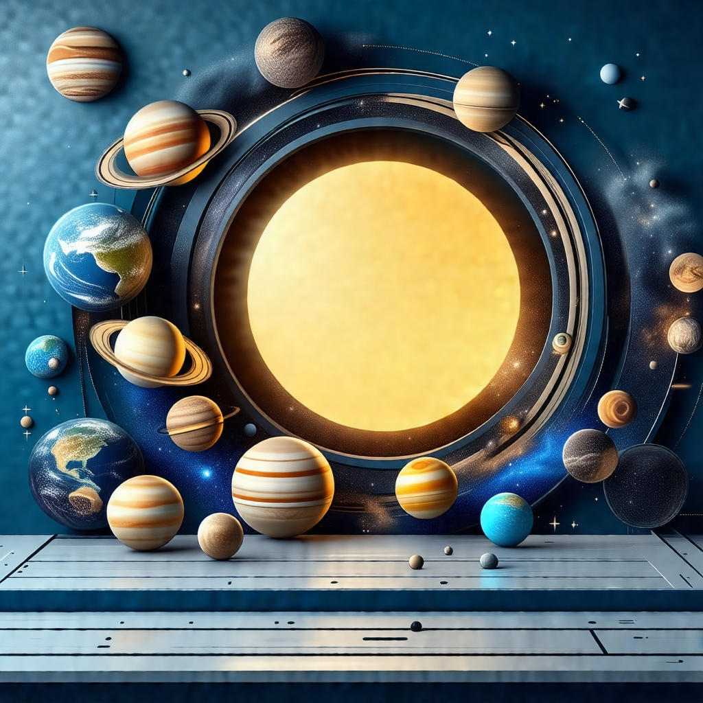 Large, round, yellow sun at the center of the scene