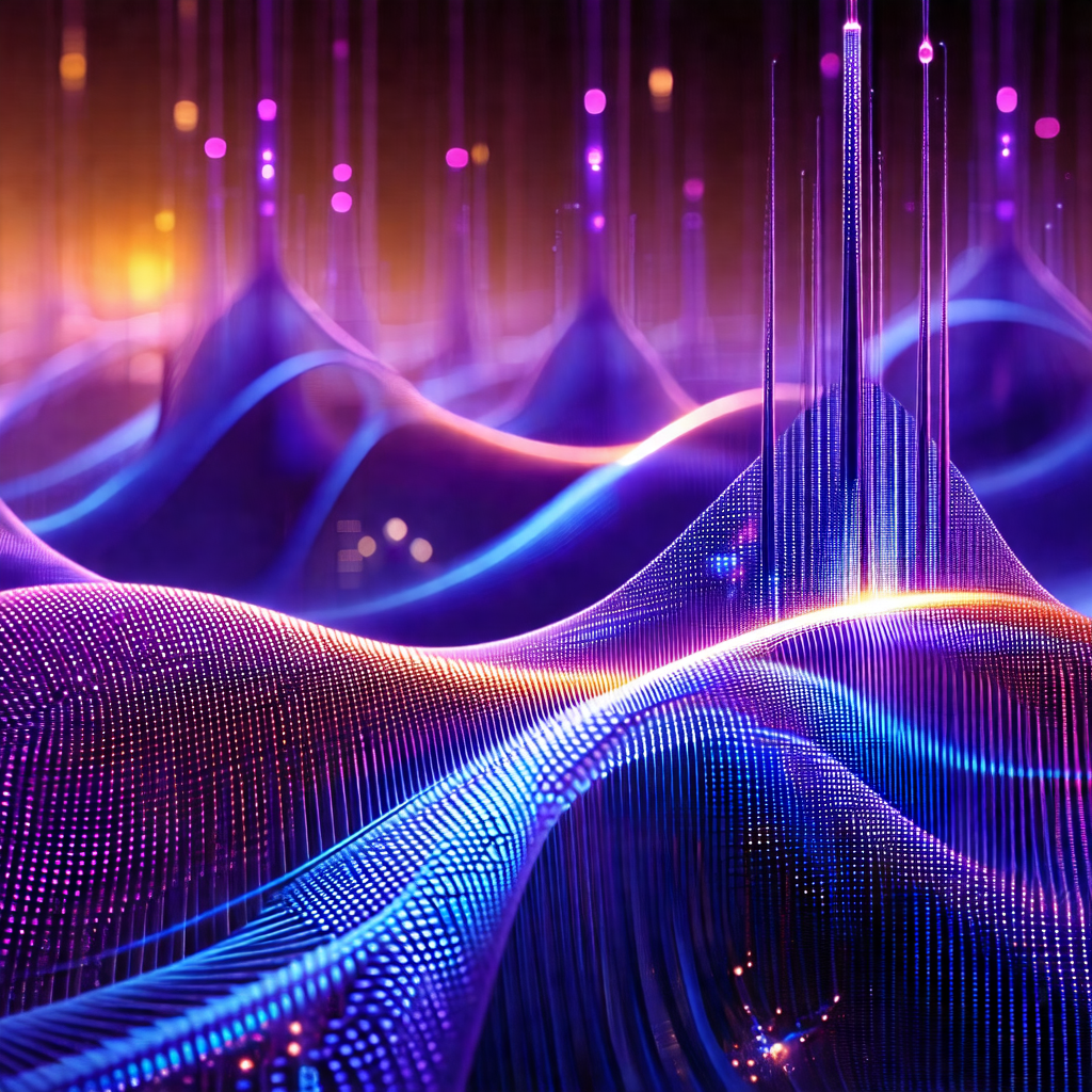 Purple and blue light show, likely a light installation o...