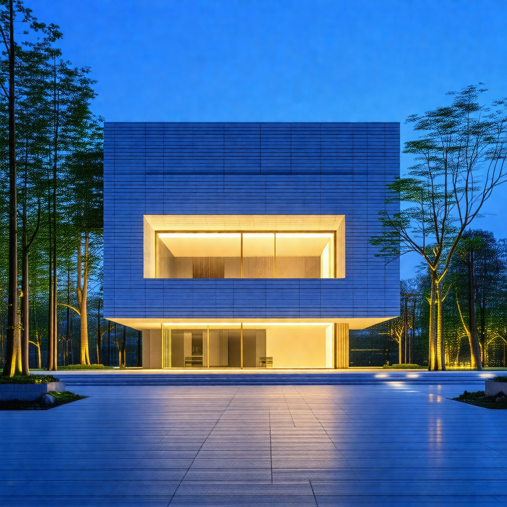 Large, modern building with a white facade