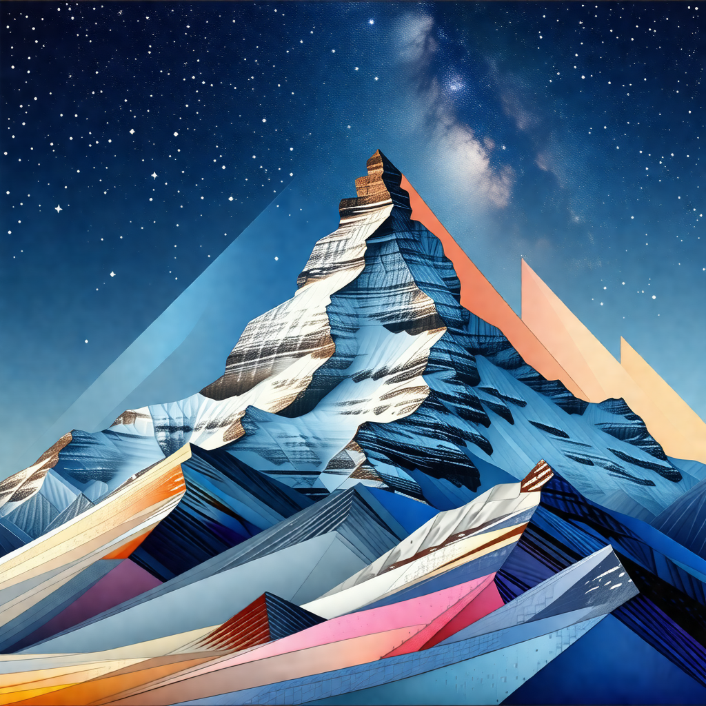 Colorful and detailed painting of a mountain