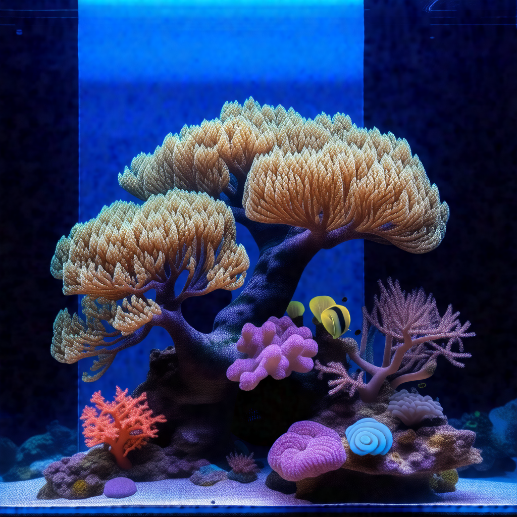 Beautifully crafted aquarium filled with a variety of col...