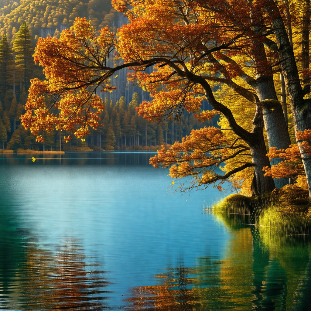 Serene lake surrounded by trees
