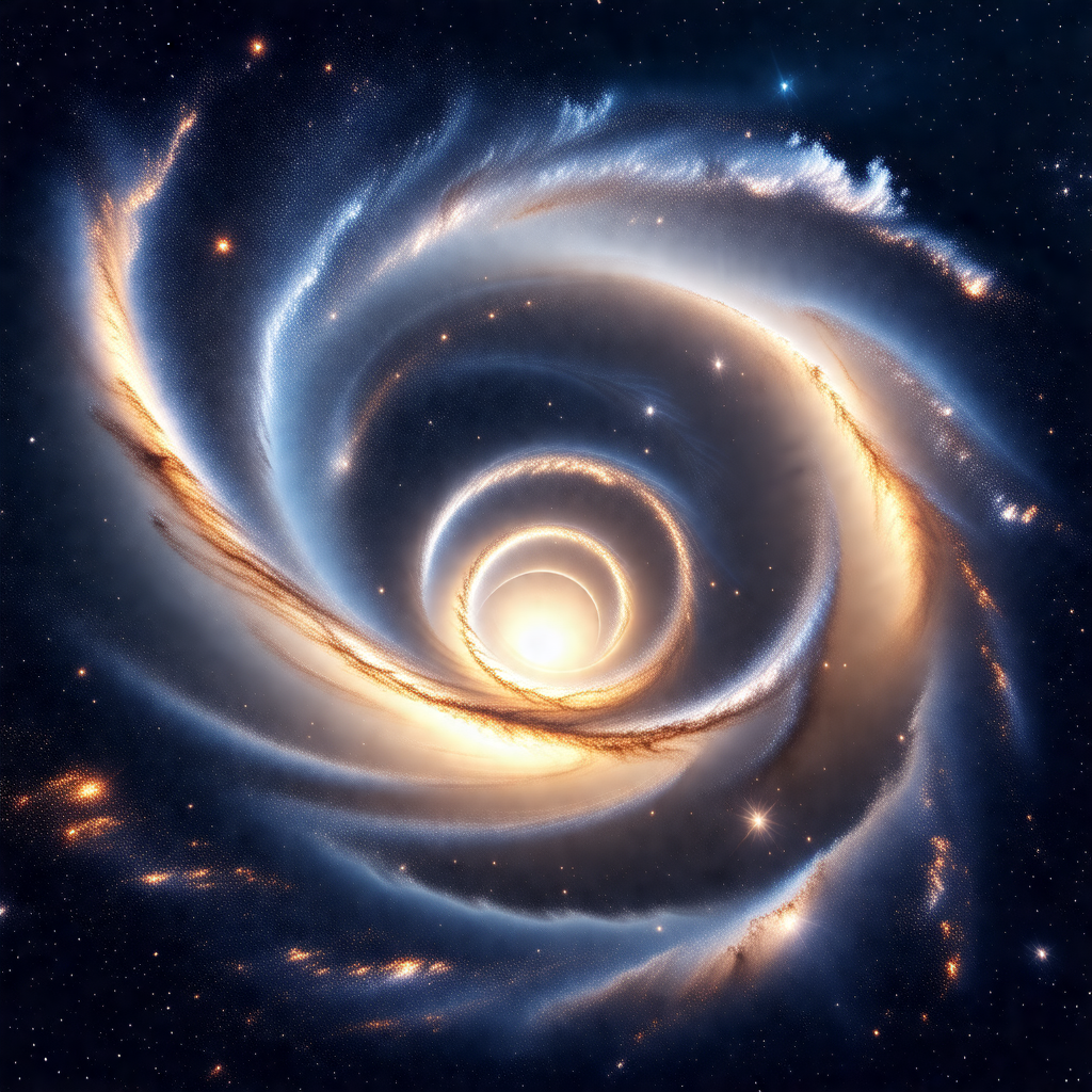 Spiral galaxy with a bright center, surrounded by a blue ...