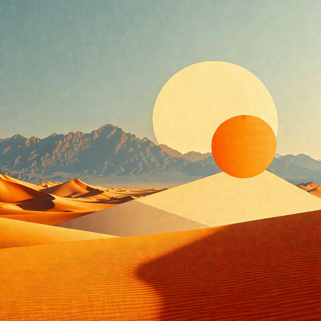 Beautiful desert landscape with a sunset in the background
