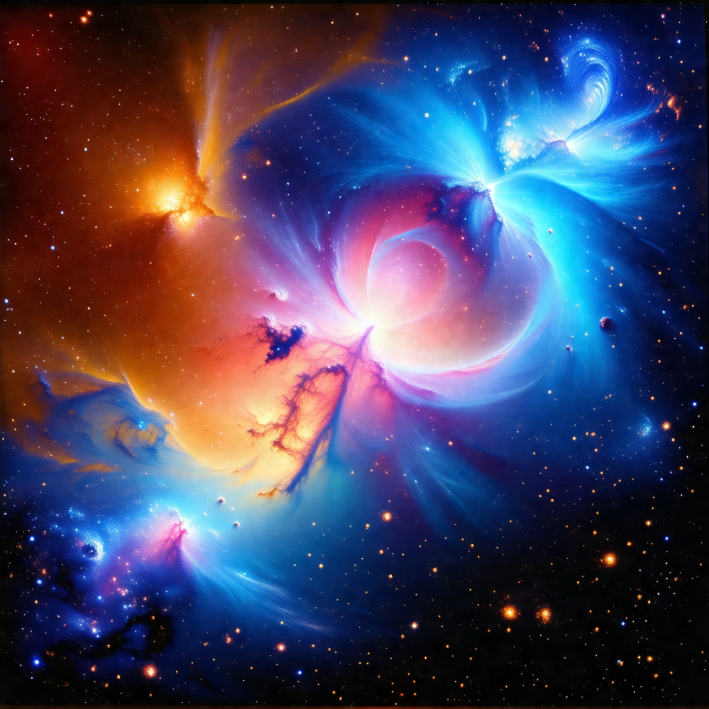 Beautiful and colorful nebula in space, with a vibrant bl...