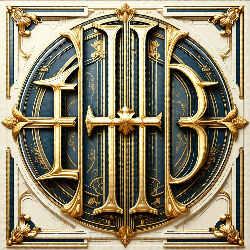 Large, ornate, and intricately designed hb logo