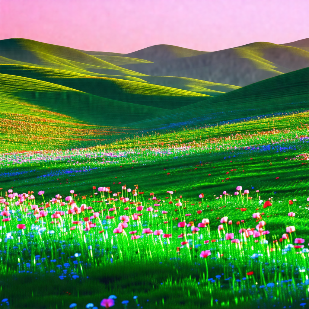 Lush green field with a beautiful mountain range in the b...