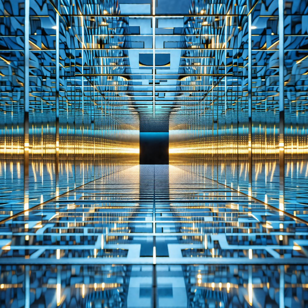 Reflection of a room with a mirrored surface