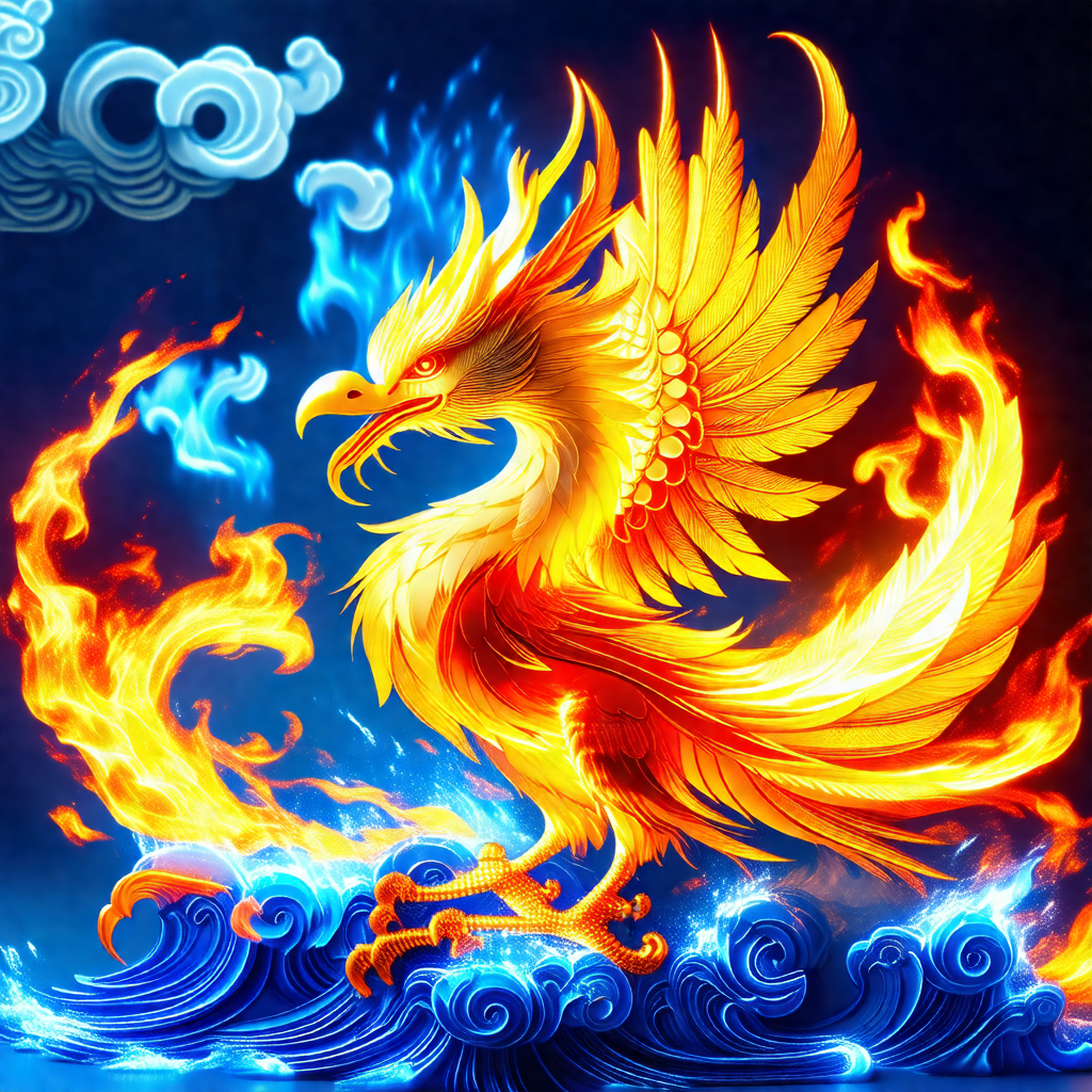 Vibrant and colorful bird, possibly a dragon or a bird wi...