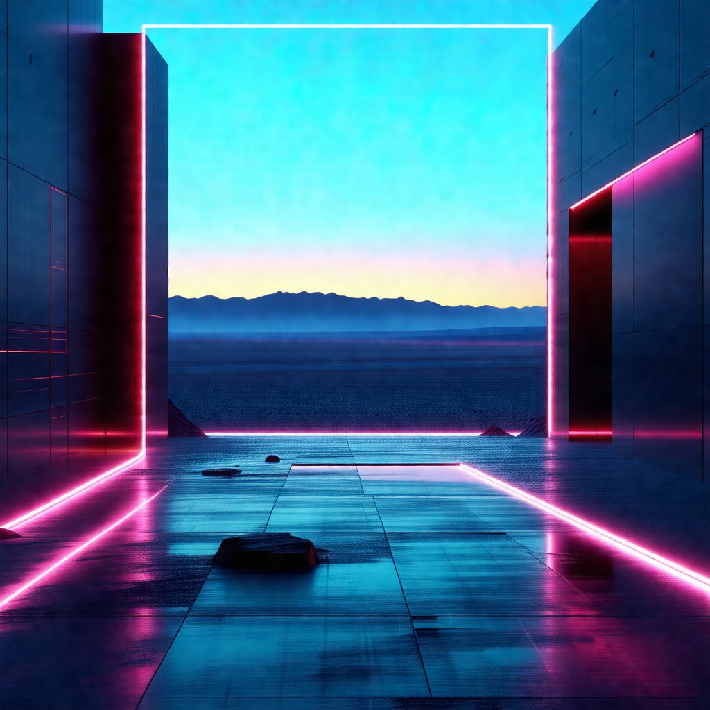 Futuristic setting with a large, open doorway that leads ...