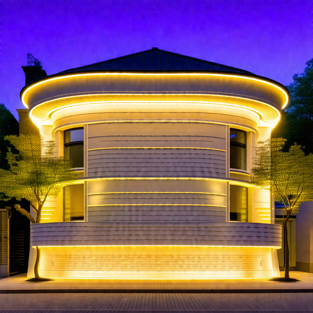 Large, white building with a round shape