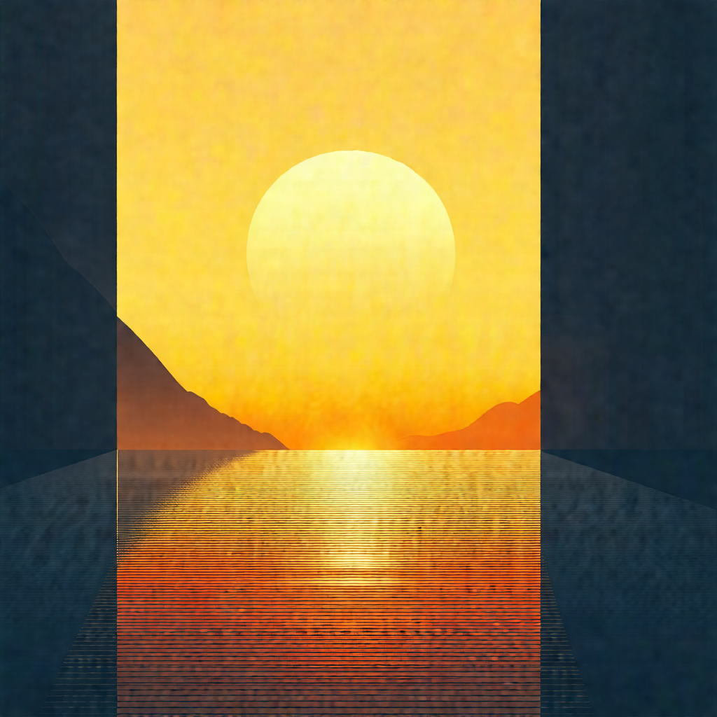 Beautiful sunset over a body of water, possibly an ocean
